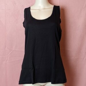 H&M Dark Navy Blue Lace Trim Scoop Neck Tank Top size XL